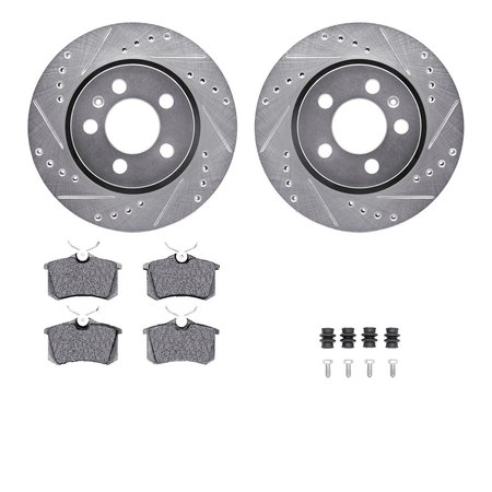 DYNAMIC FRICTION CO 7312-74033, Rotors-Drilled, Slotted-SLV w/3000 Series Ceramic Brake Pads incl. Hardware, Zinc Coat 7312-74033